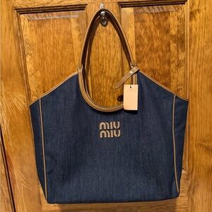 NEW Denim Blue Large Shoulder Bag Tote